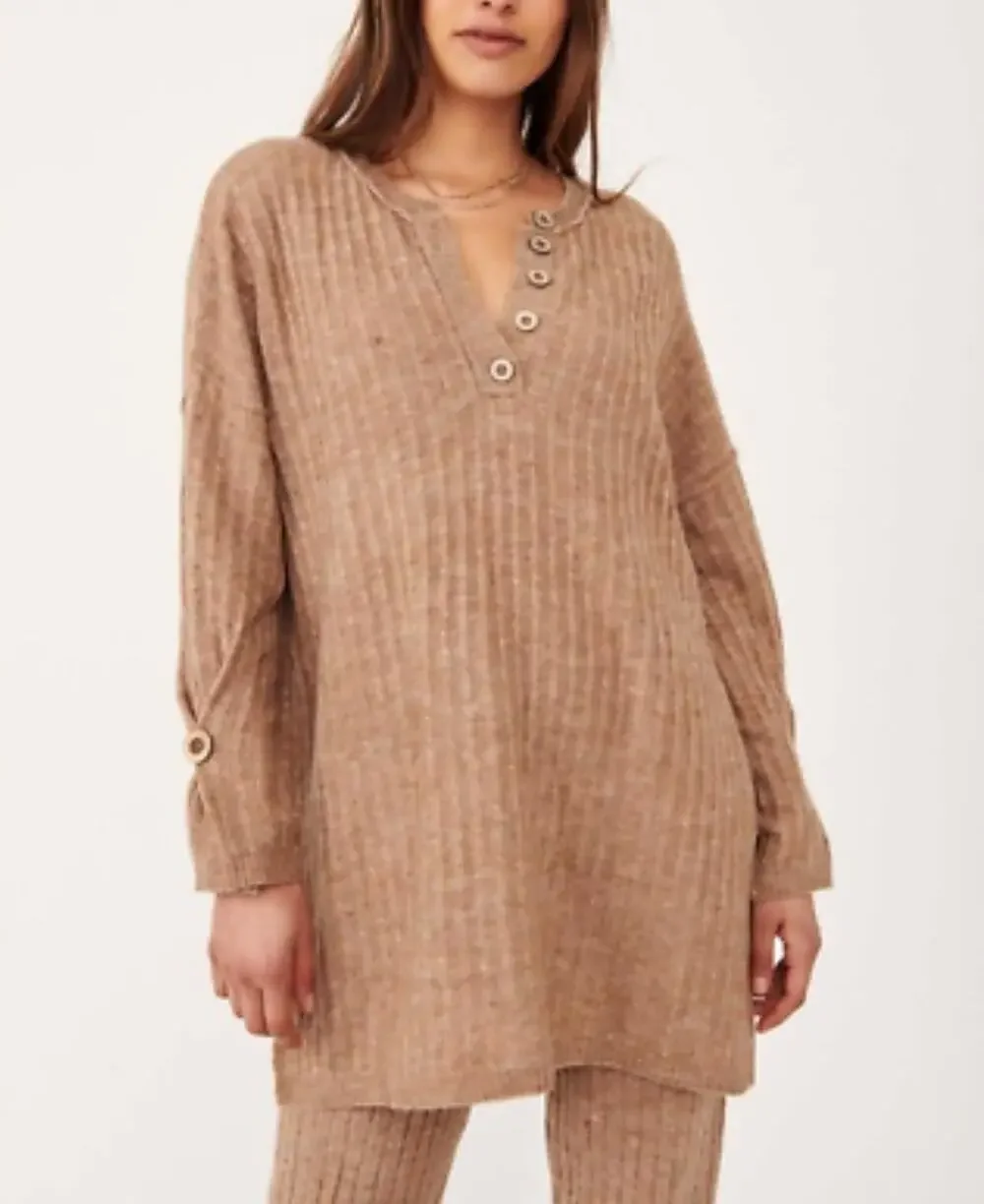 Intimately Free People Around the Clock Beige Oversized Sleep Pullover Size XS